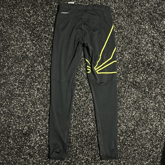 Reebok One Series Running Tights/Leggings in Black and Neon Green - Picture 8 of 10